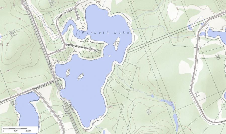 Topographical Map of Perbeth Lake in Municipality of Kearney and the District of Parry Sound